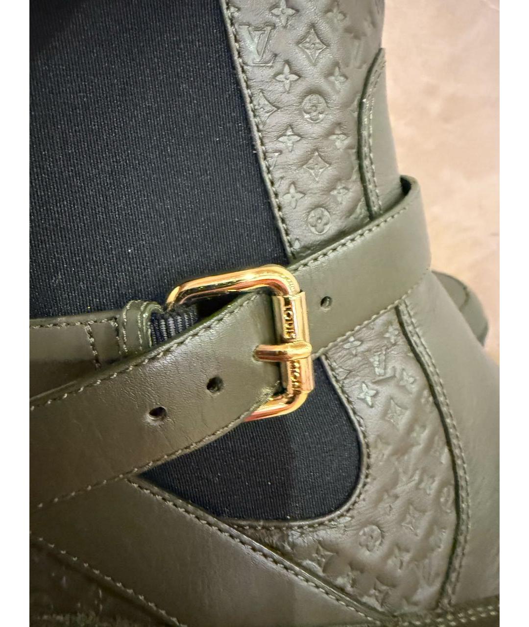 LOUIS VUITTON Хаки кожаные ботинки, фото 8