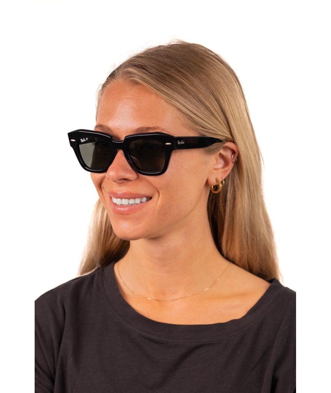 RAY BAN Черные солнцезащитные очки, фото 8