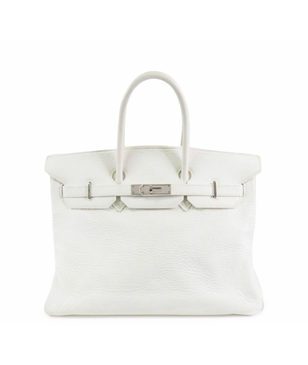 HERMES Белая кожаная сумка с короткими ручками, фото 8