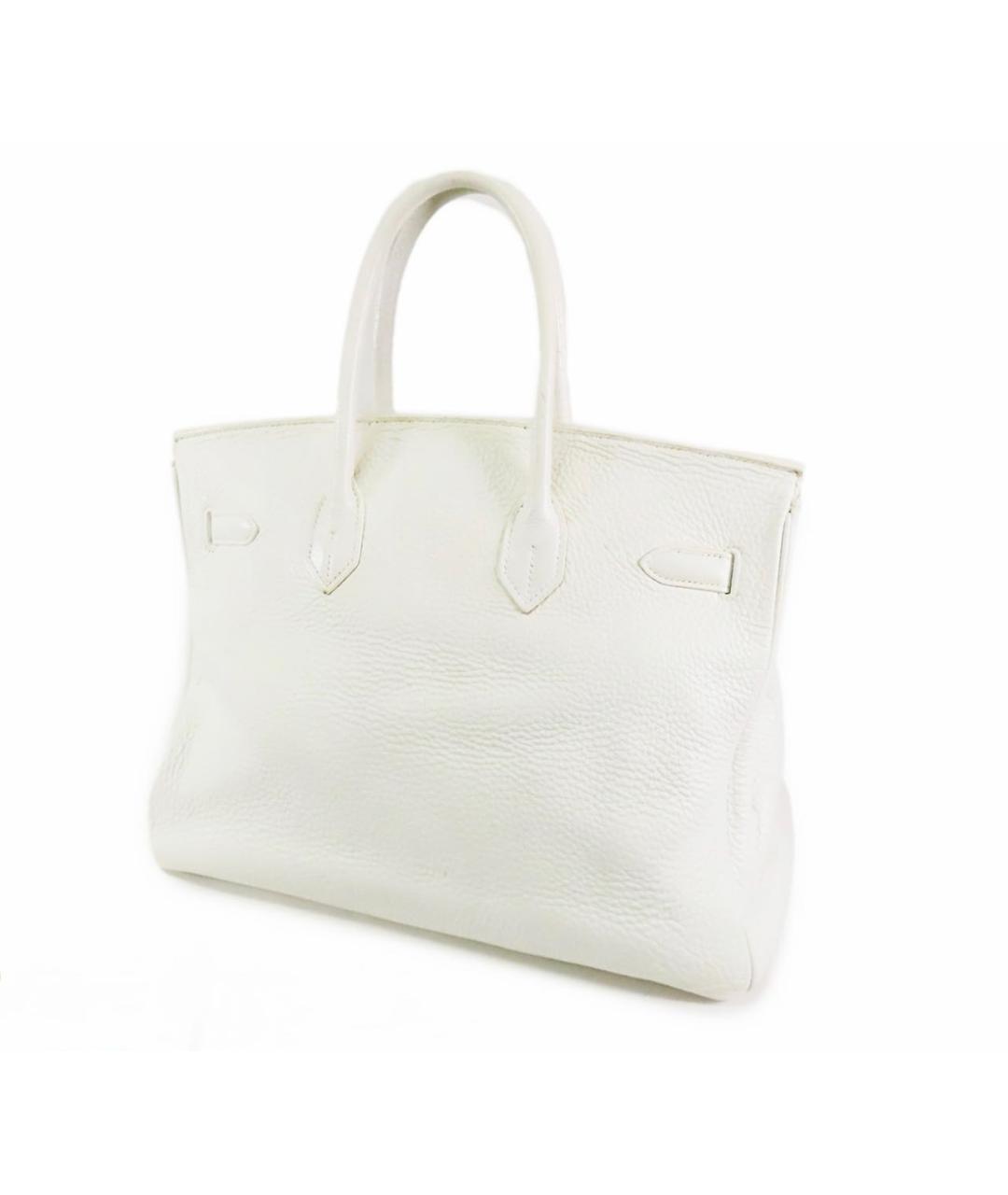 HERMES Белая кожаная сумка с короткими ручками, фото 3