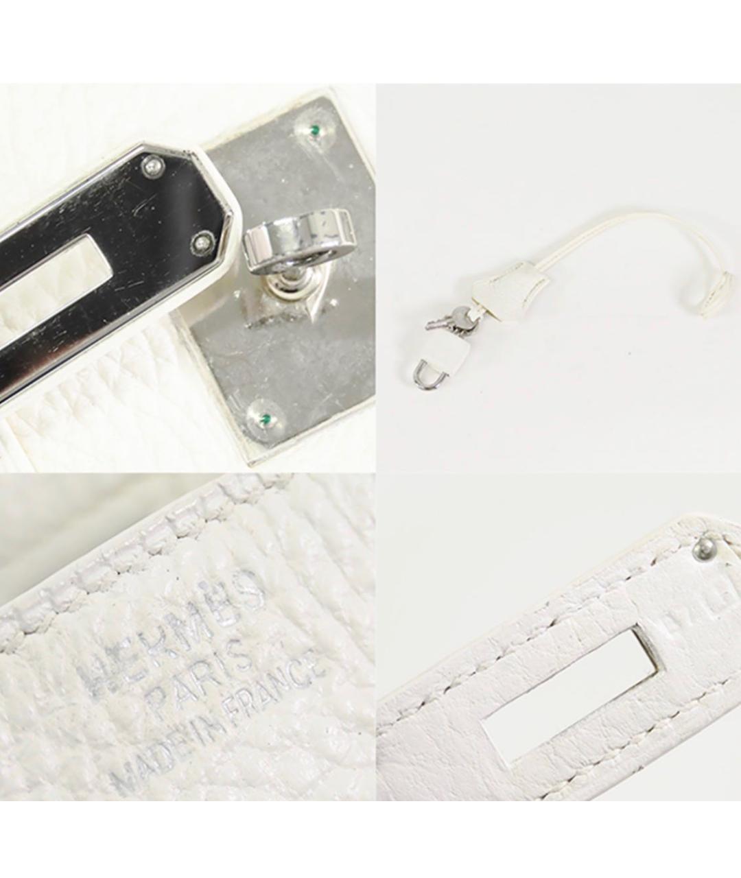 HERMES Белая кожаная сумка с короткими ручками, фото 7