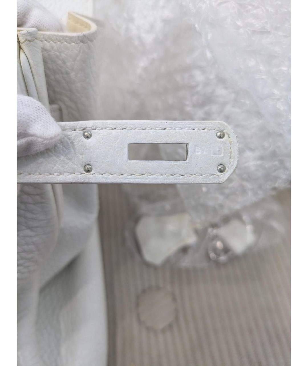 HERMES Белая кожаная сумка с короткими ручками, фото 6