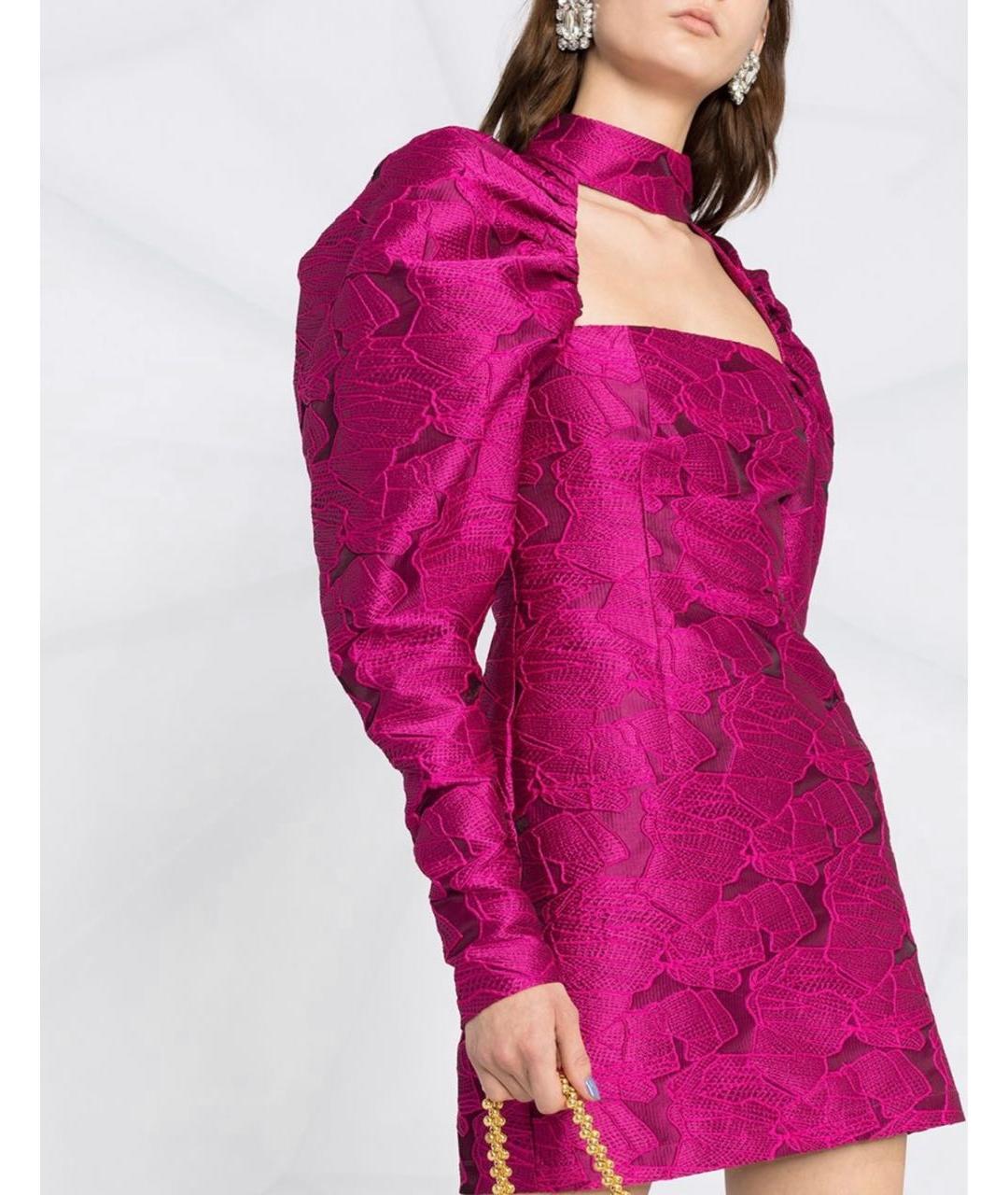 ROTATE Фуксия полиэстеровое коктейльное платье, фото 3