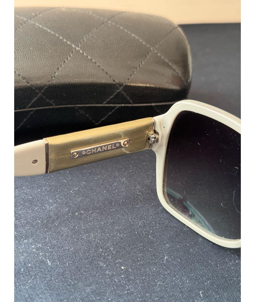 CHANEL Бежевые пластиковые солнцезащитные очки, фото 5