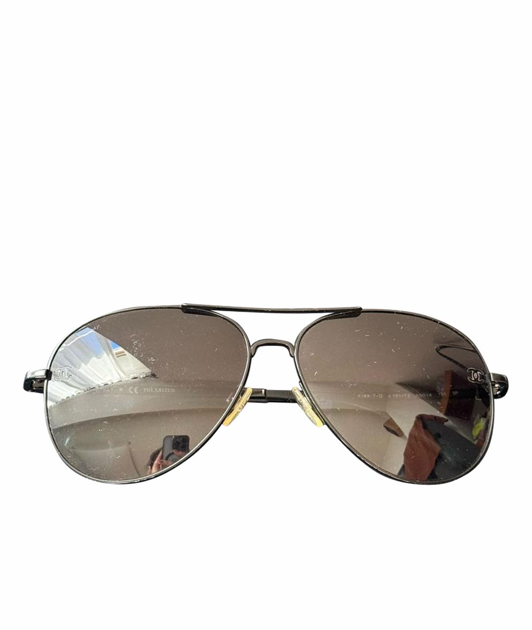 CHANEL Черные металлические солнцезащитные очки, фото 5