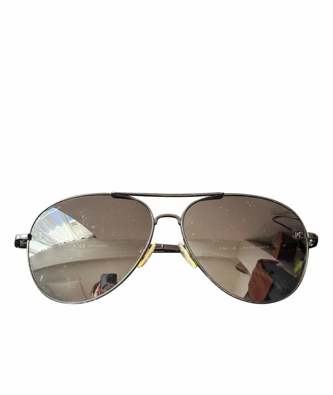 CHANEL Черные металлические солнцезащитные очки, фото 1