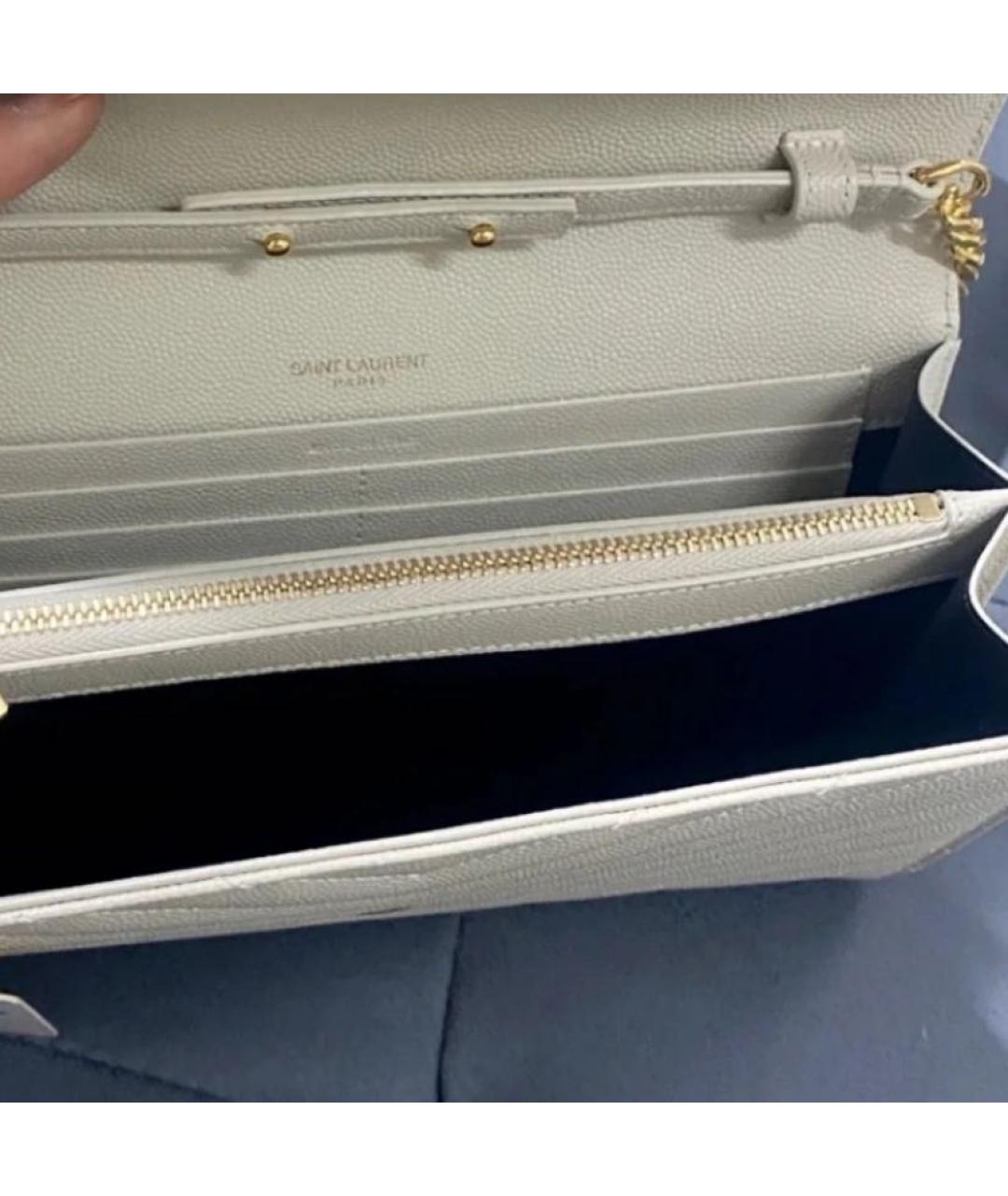 SAINT LAURENT Белая кожаная сумка через плечо, фото 3