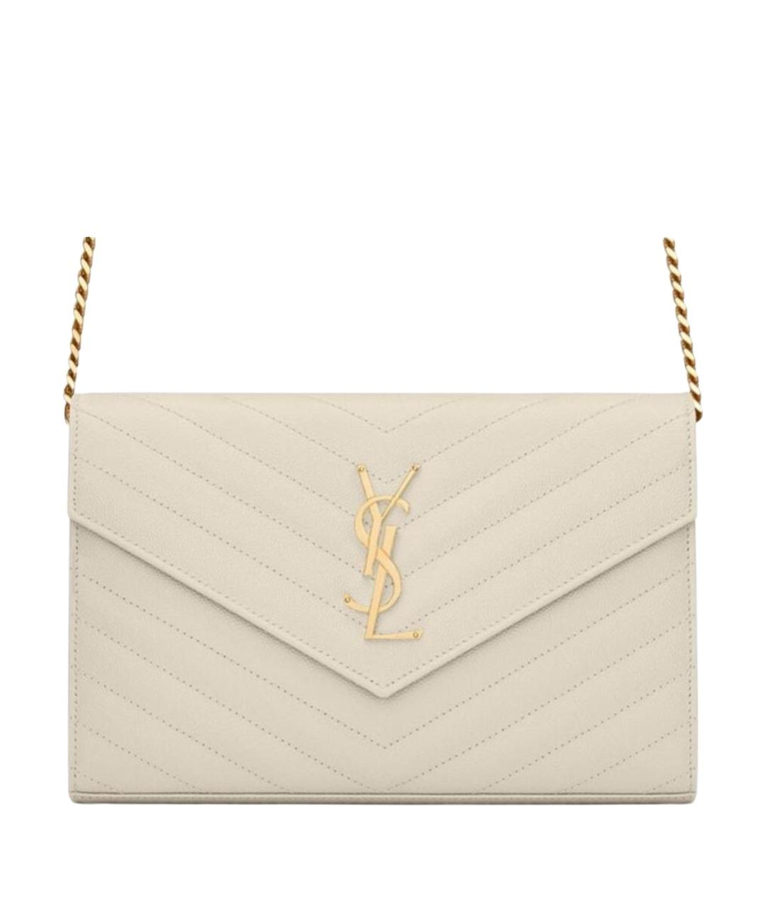 SAINT LAURENT Белая кожаная сумка через плечо, фото 1