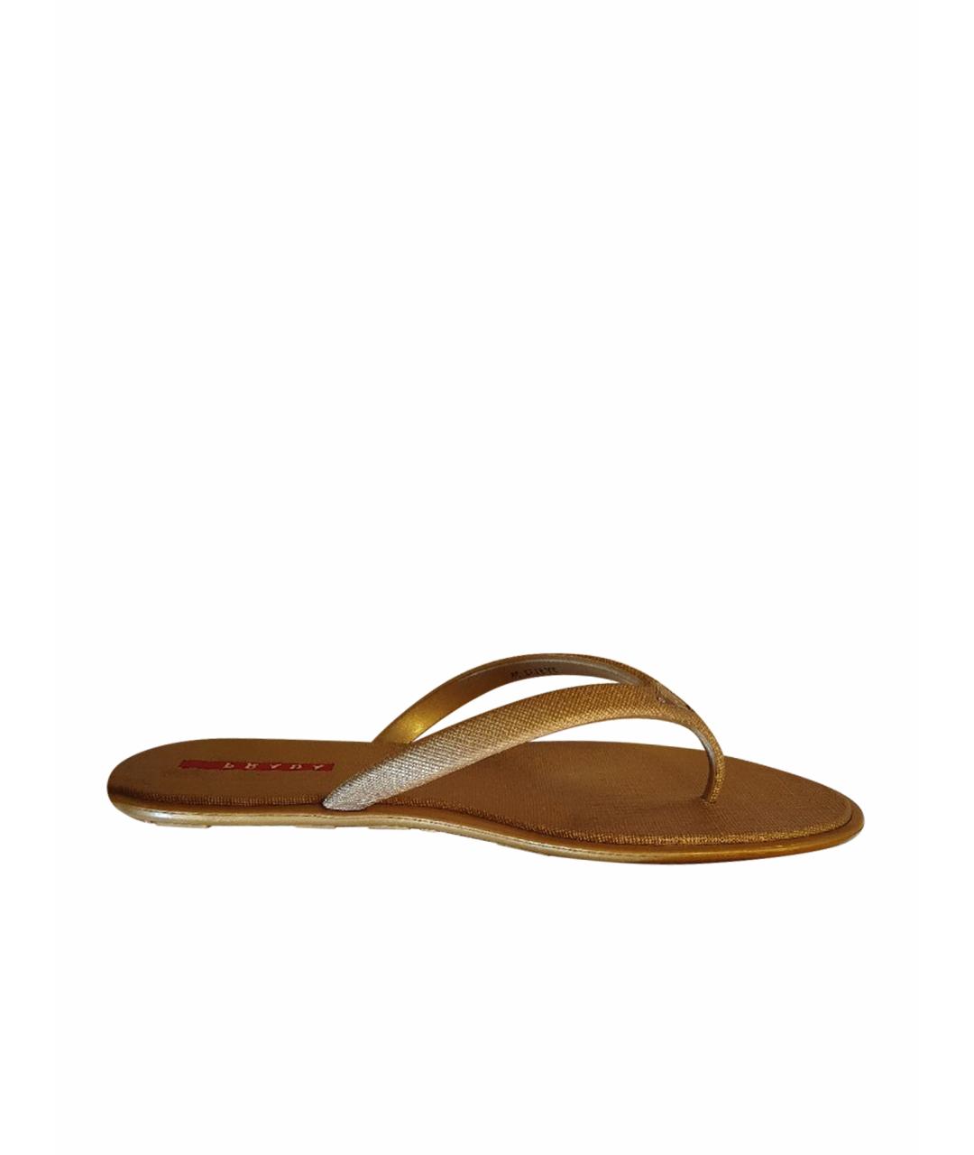 PRADA Золотые резиновые шлепанцы, фото 1