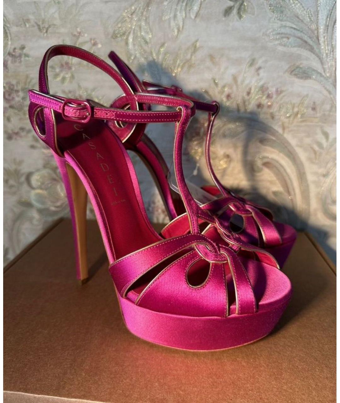 CASADEI Фуксия кожаные босоножки, фото 2