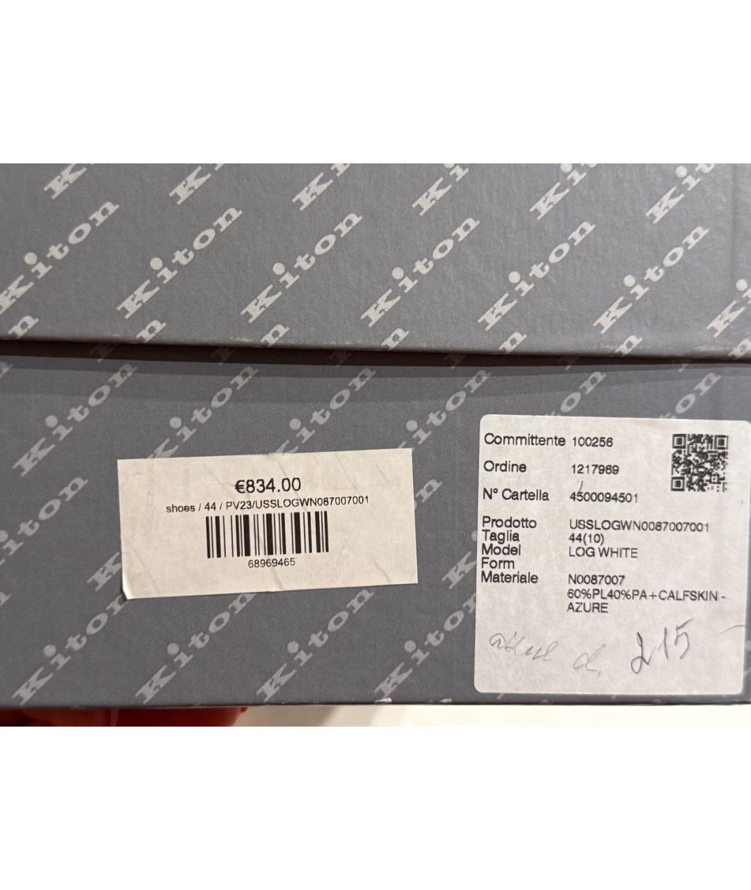 KITON Голубые текстильные низкие кроссовки / кеды, фото 7