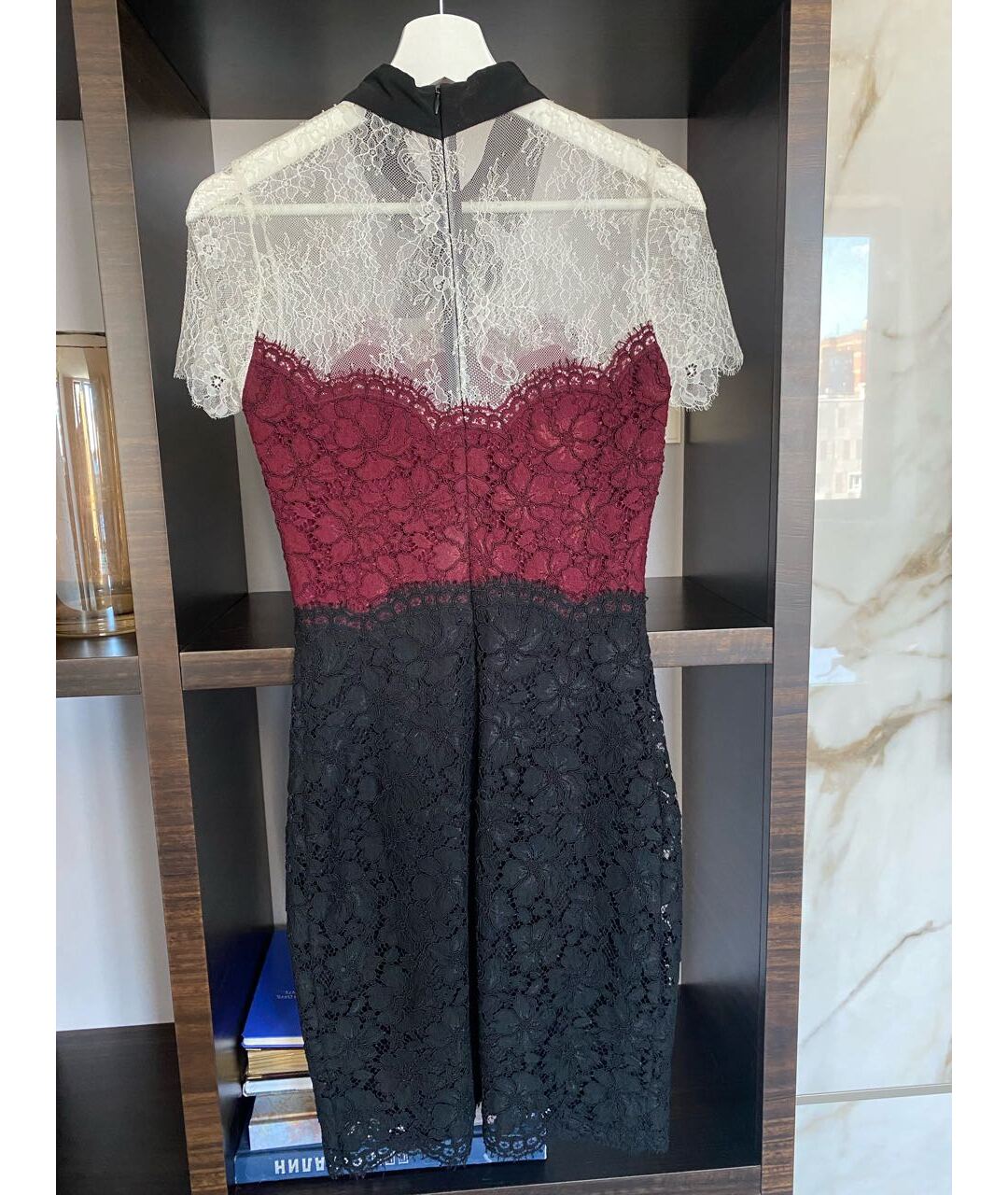 SANDRO Бордовое кружевное повседневное платье, фото 2
