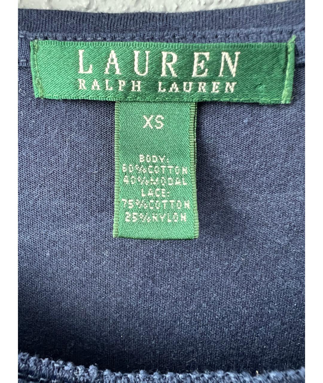 RALPH LAUREN Темно-синяя хлопковая футболка, фото 2