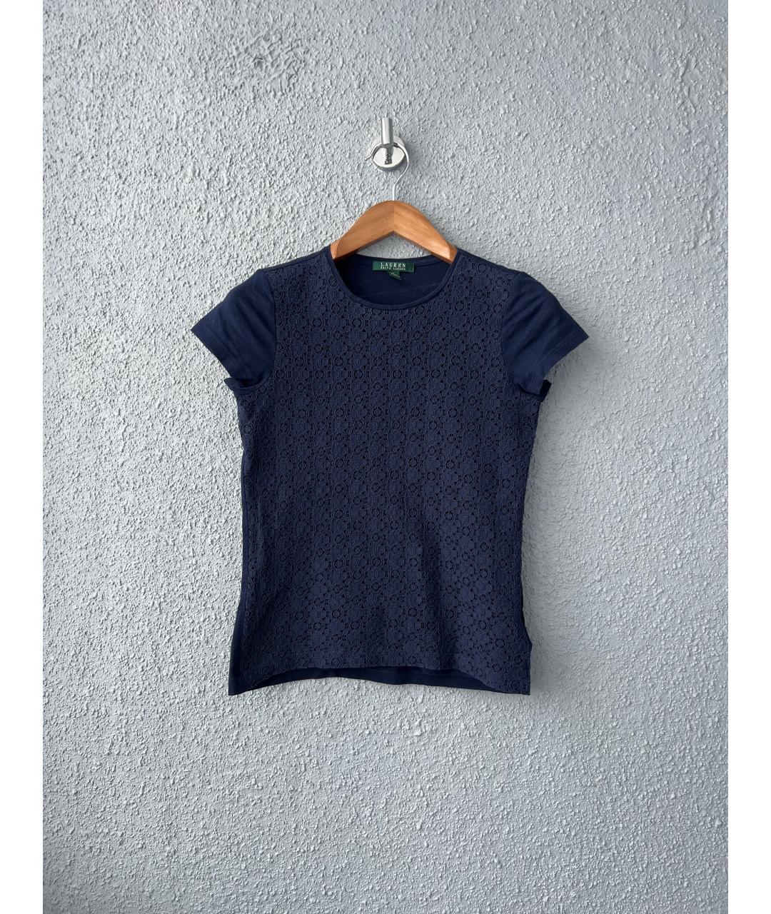 RALPH LAUREN Темно-синяя хлопковая футболка, фото 4