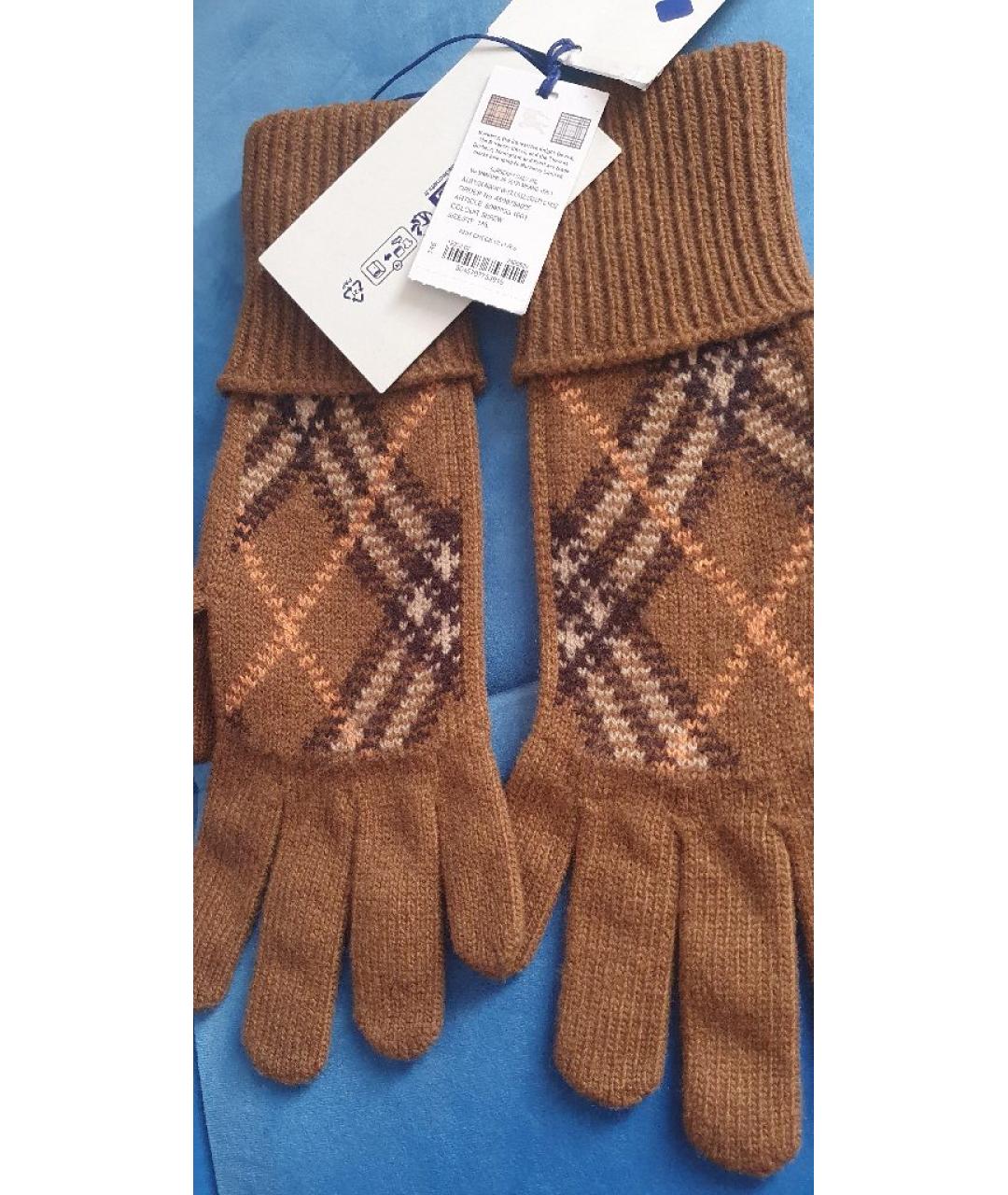 BURBERRY Коричневые кашемировые перчатки, фото 4