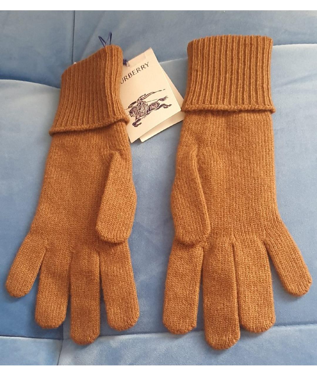 BURBERRY Коричневые кашемировые перчатки, фото 2