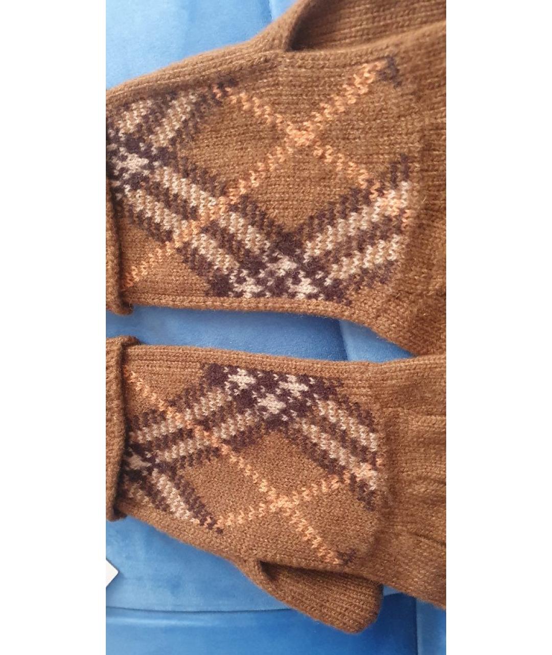 BURBERRY Коричневые кашемировые перчатки, фото 3