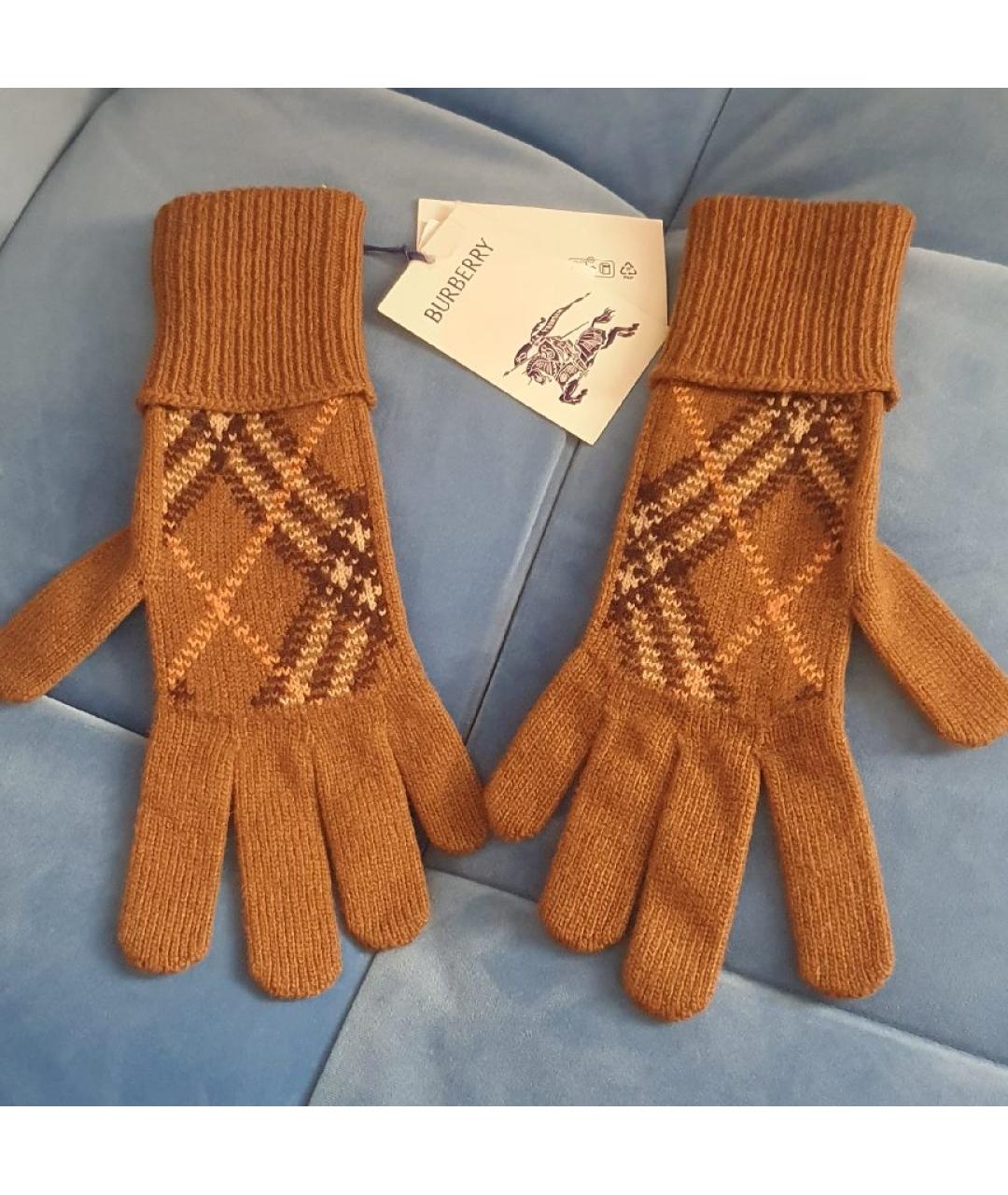 BURBERRY Коричневые кашемировые перчатки, фото 9