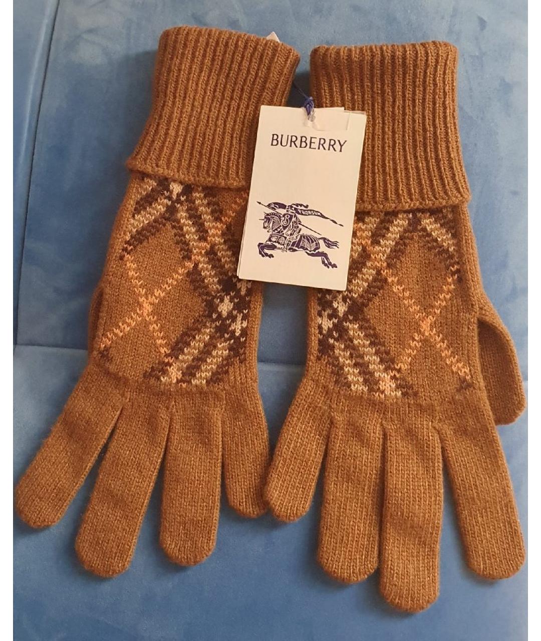 BURBERRY Коричневые кашемировые перчатки, фото 8