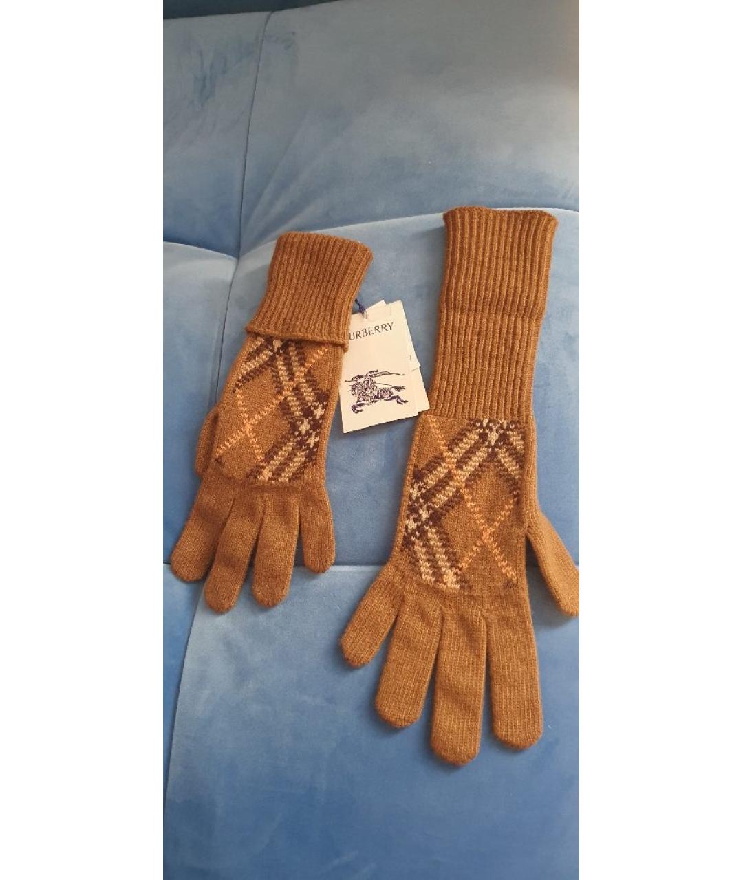 BURBERRY Коричневые кашемировые перчатки, фото 7