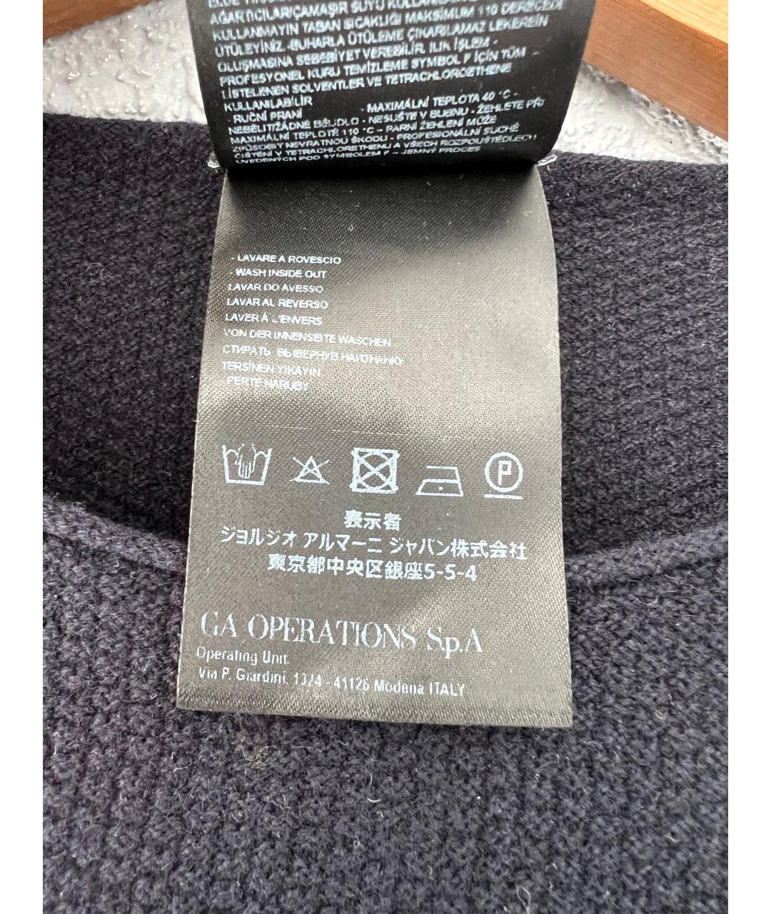 GIORGIO ARMANI Темно-синий шерстяной джемпер / свитер, фото 3