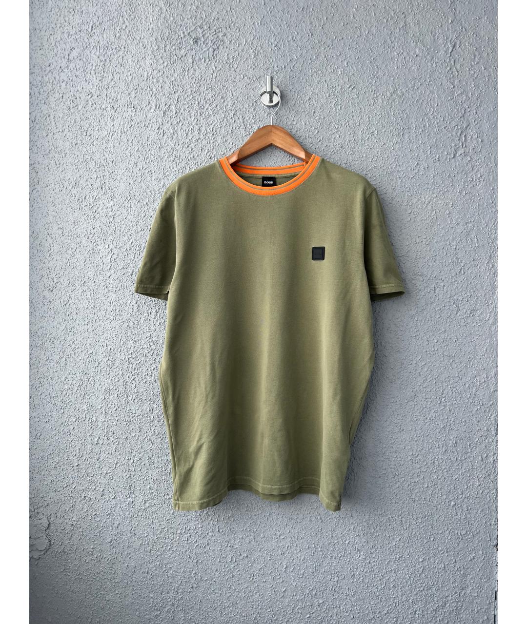 HUGO BOSS Хаки хлопковая футболка, фото 5