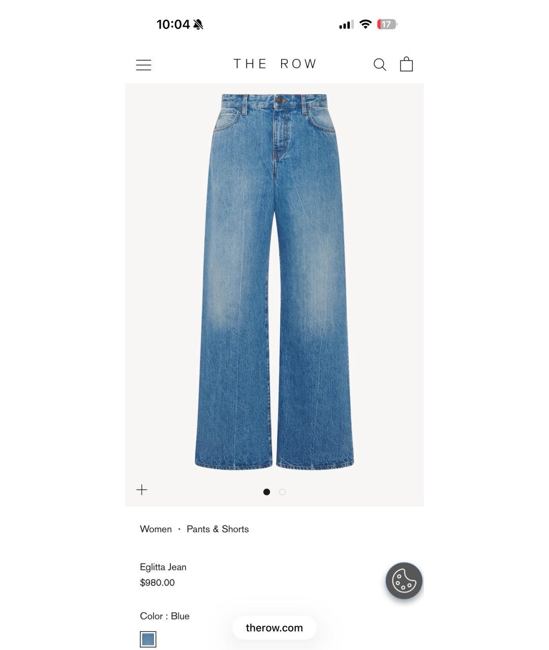 THE ROW Голубые хлопковые прямые джинсы, фото 7