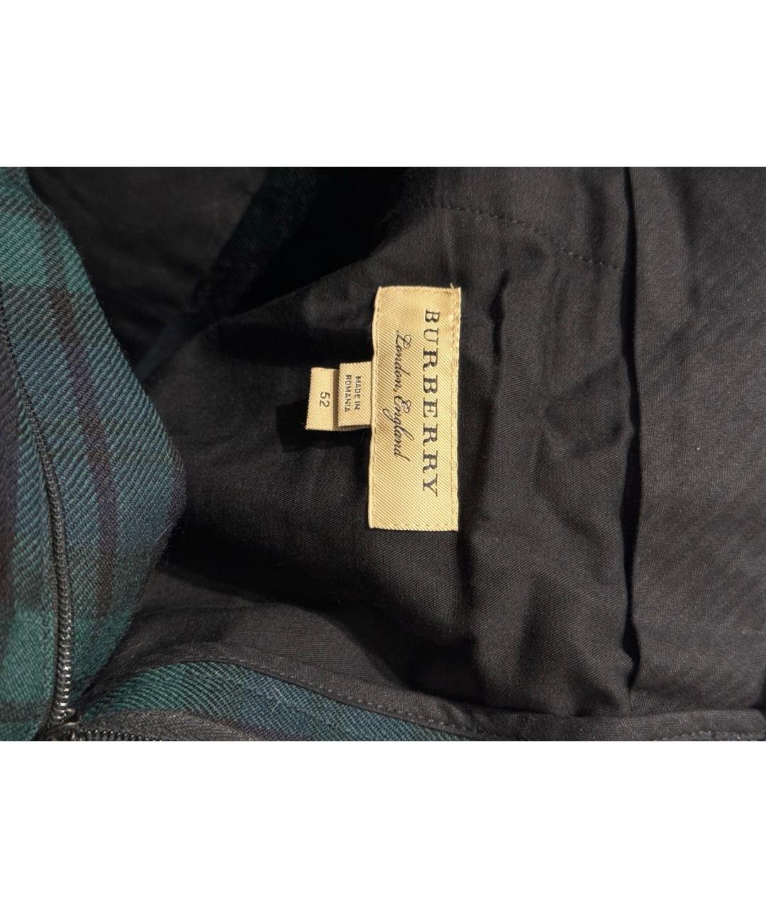 BURBERRY Зеленые шерстяные повседневные брюки, фото 3