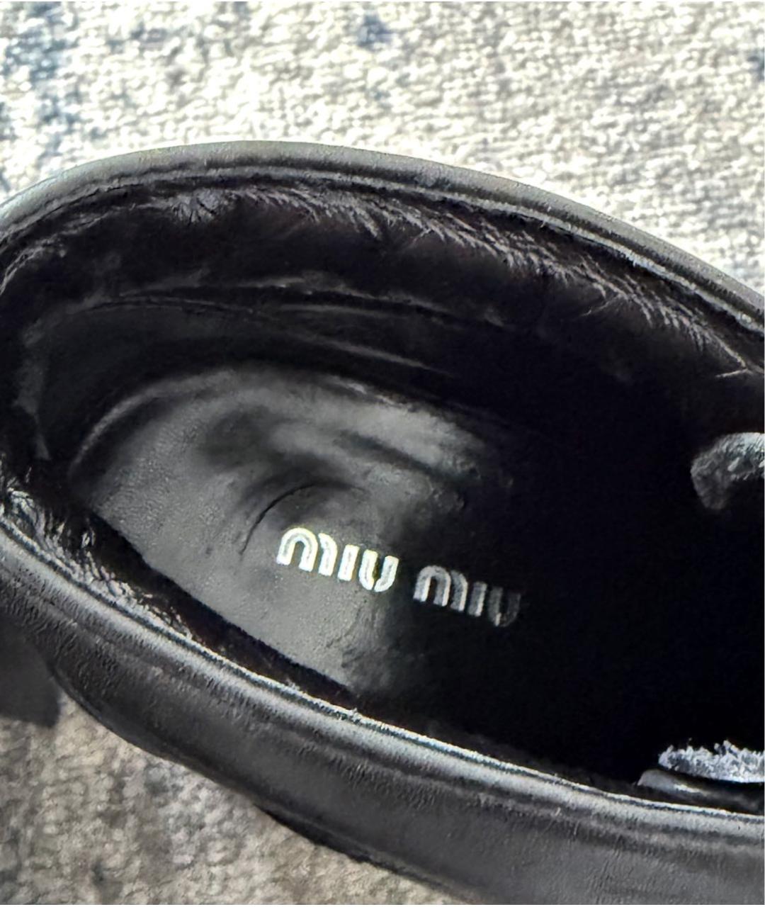 MIU MIU Черные кожаные ботинки, фото 4