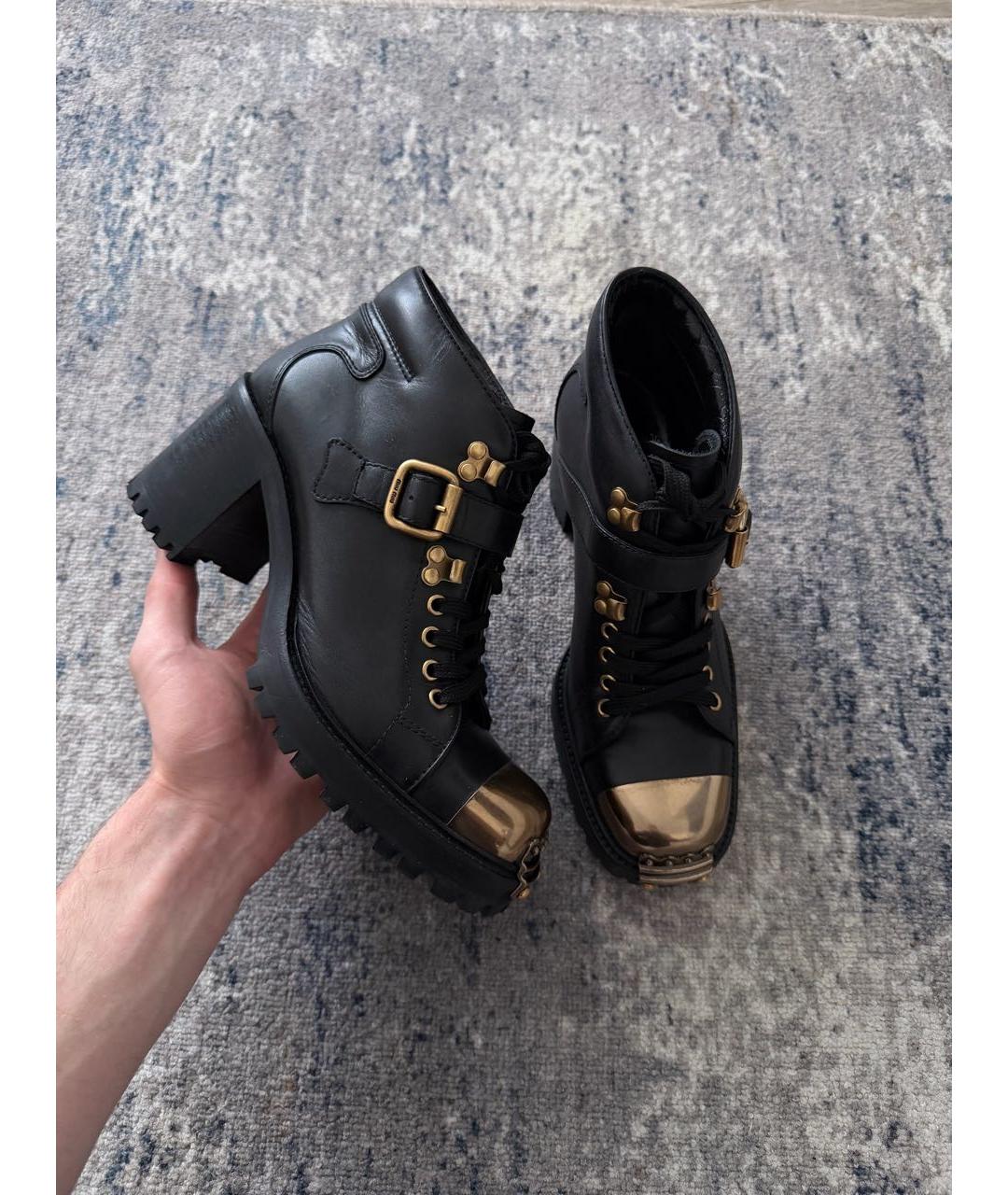 MIU MIU Черные кожаные ботинки, фото 5