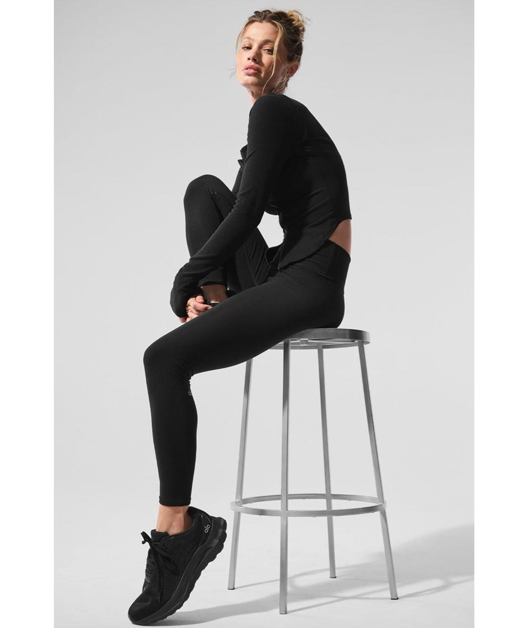 ALO YOGA Черные леггинсы и велосипедки, фото 6