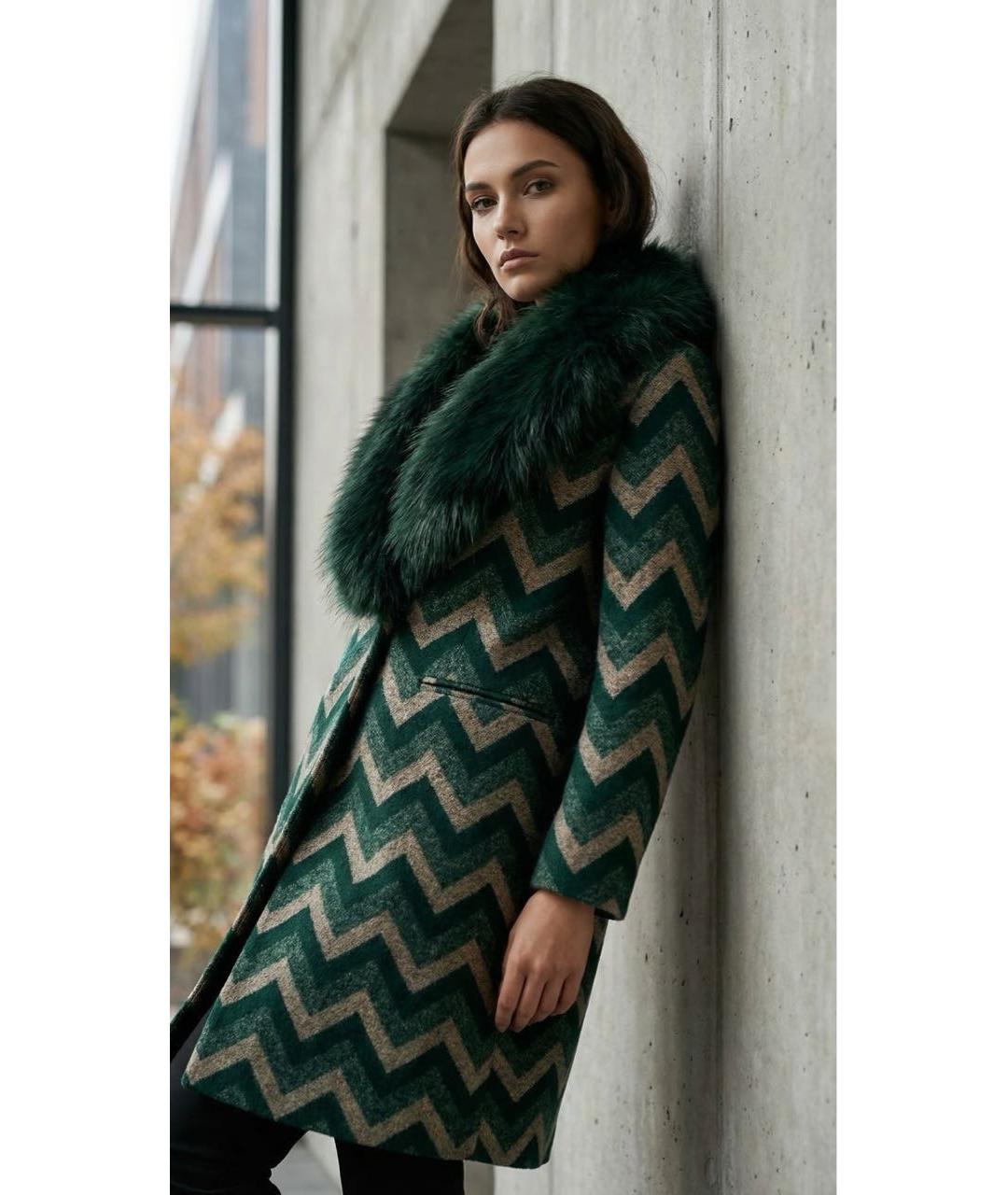 PINKO Зеленые пальто, фото 4