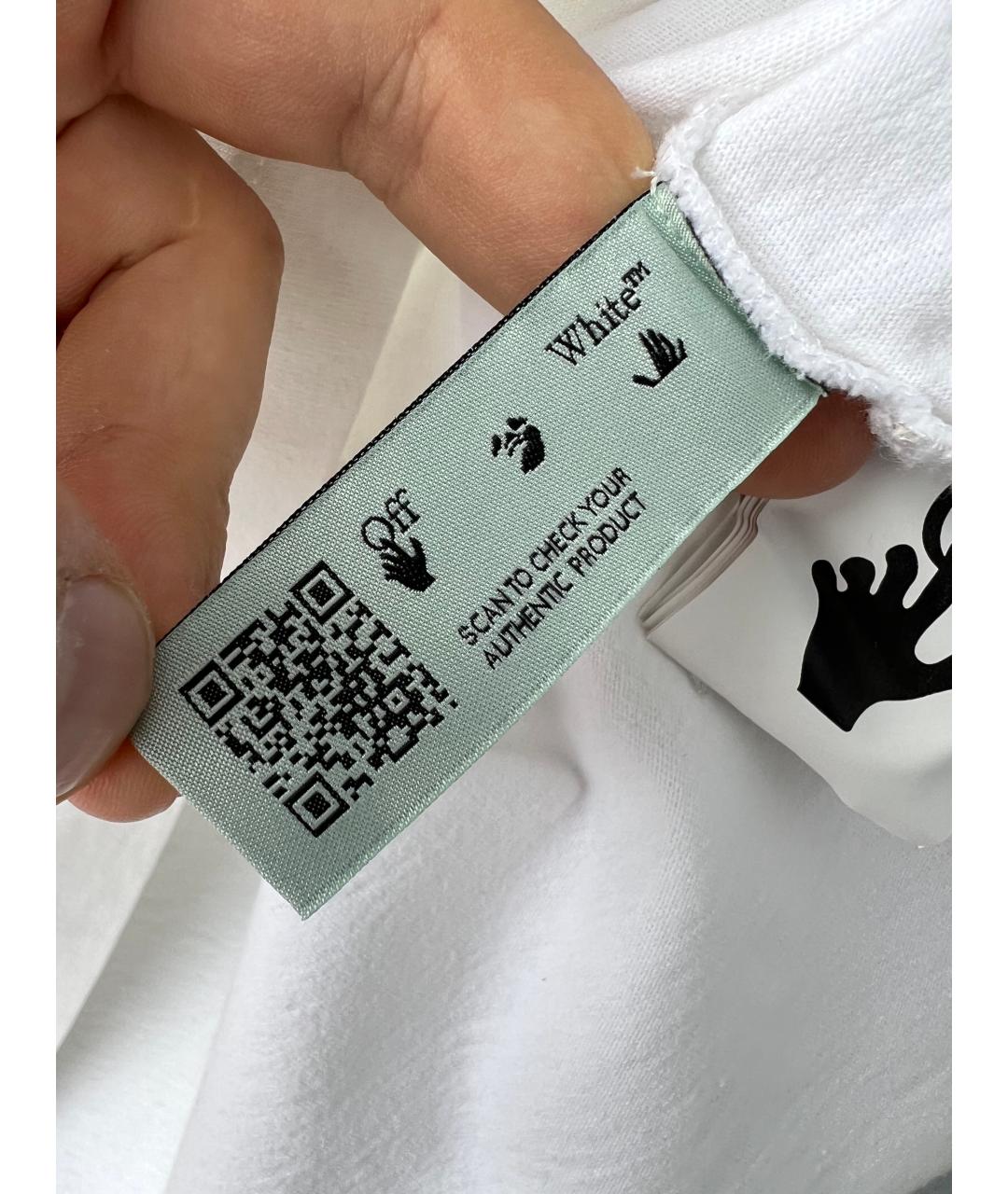 OFF-WHITE Белая хлопковая футболка, фото 5