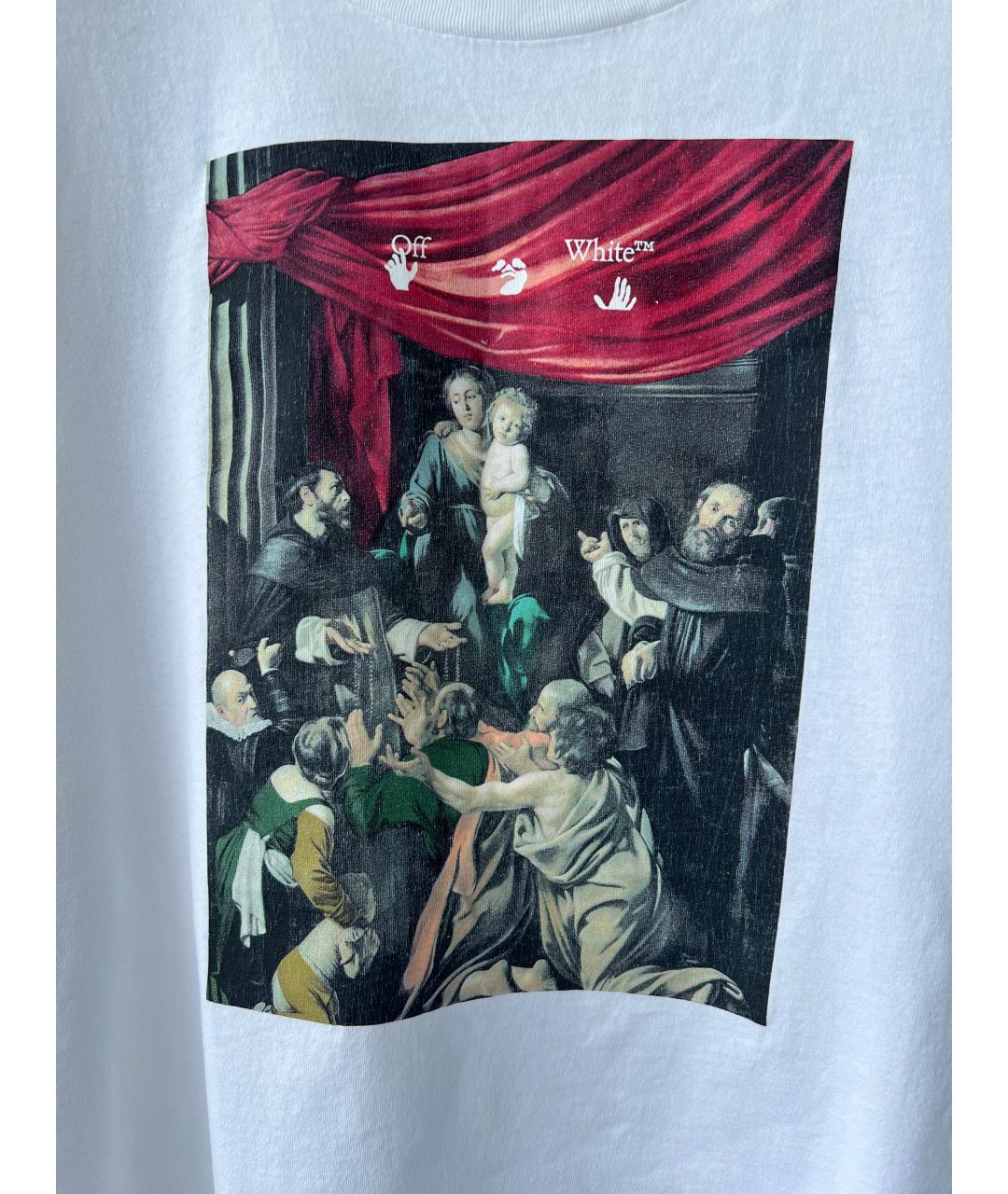 OFF-WHITE Белая хлопковая футболка, фото 3