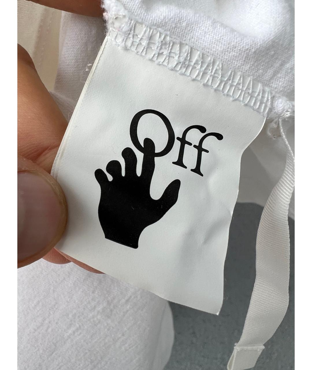 OFF-WHITE Белая хлопковая футболка, фото 6