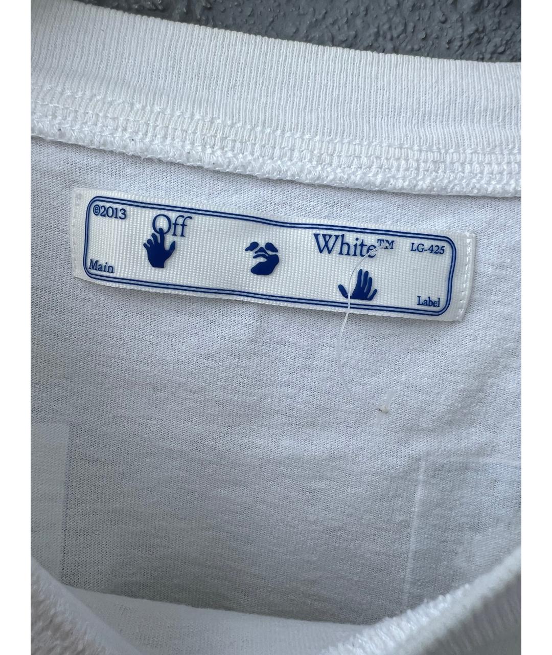 OFF-WHITE Белая хлопковая футболка, фото 4