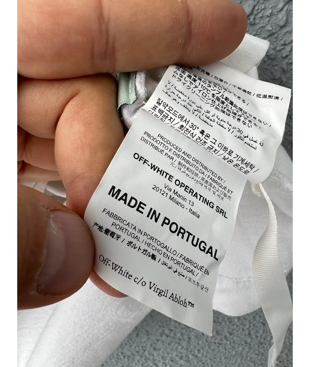 OFF-WHITE Белая хлопковая футболка, фото 7
