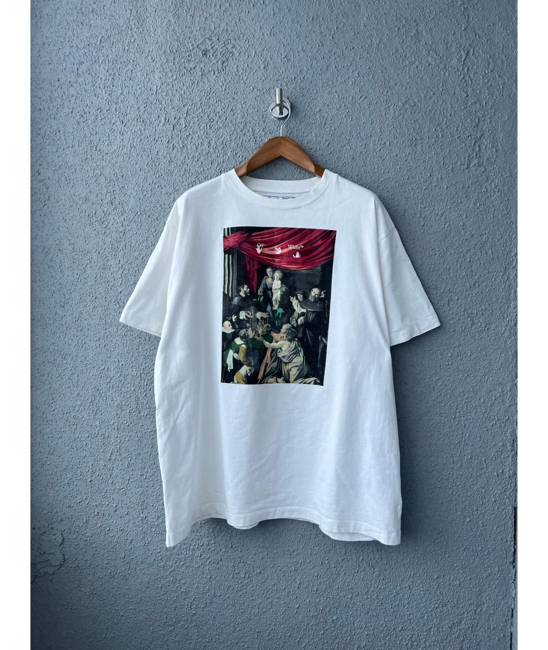 OFF-WHITE Белая хлопковая футболка, фото 8