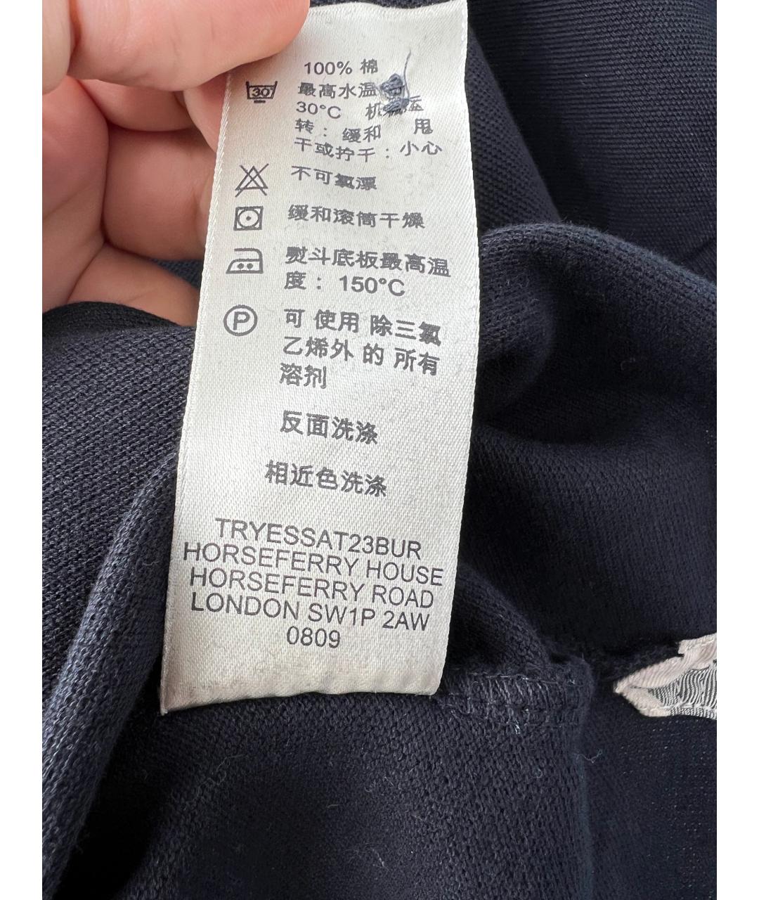 BURBERRY Черное хлопковое поло с коротким рукавом, фото 6