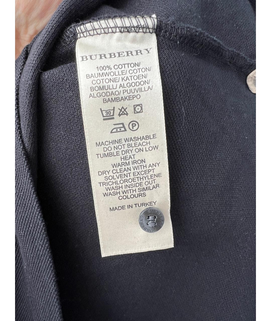 BURBERRY Черное хлопковое поло с коротким рукавом, фото 5