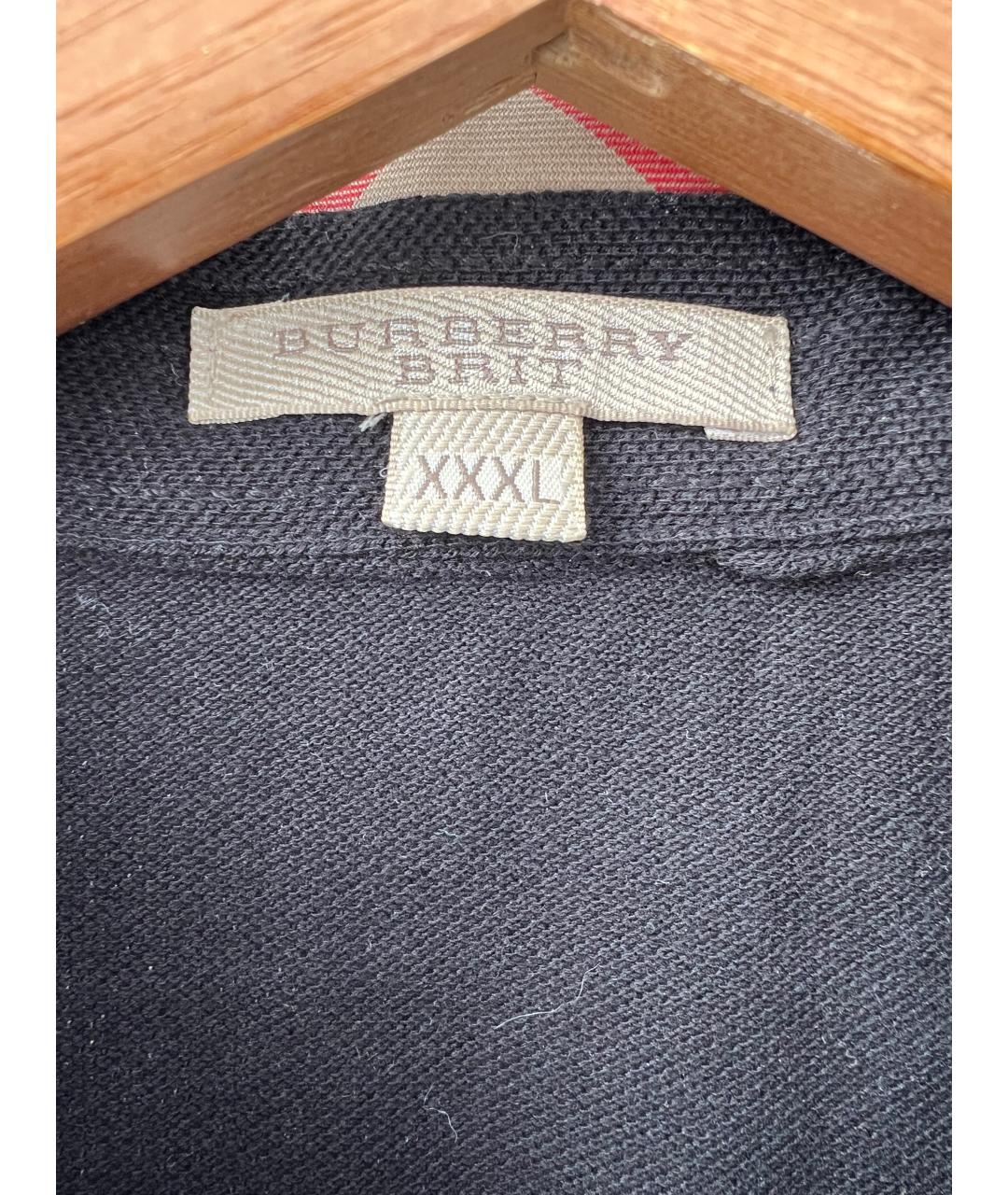 BURBERRY Черное хлопковое поло с коротким рукавом, фото 4