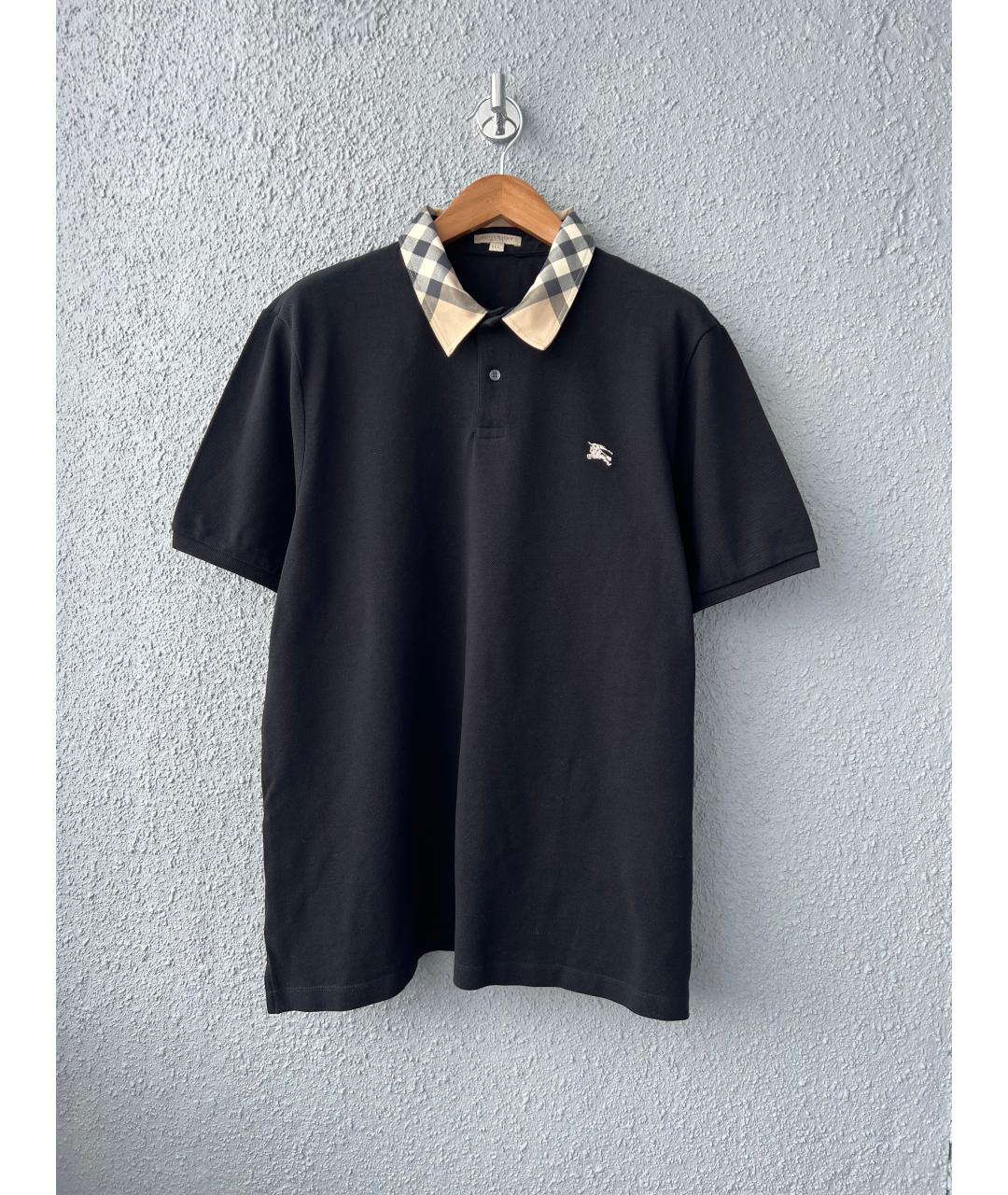BURBERRY Черное хлопковое поло с коротким рукавом, фото 8