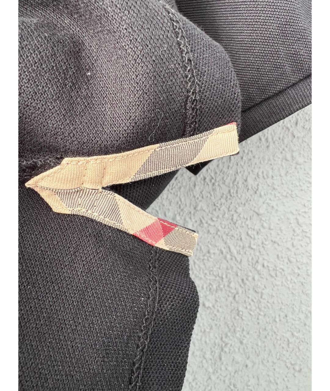 BURBERRY Черное хлопковое поло с коротким рукавом, фото 7