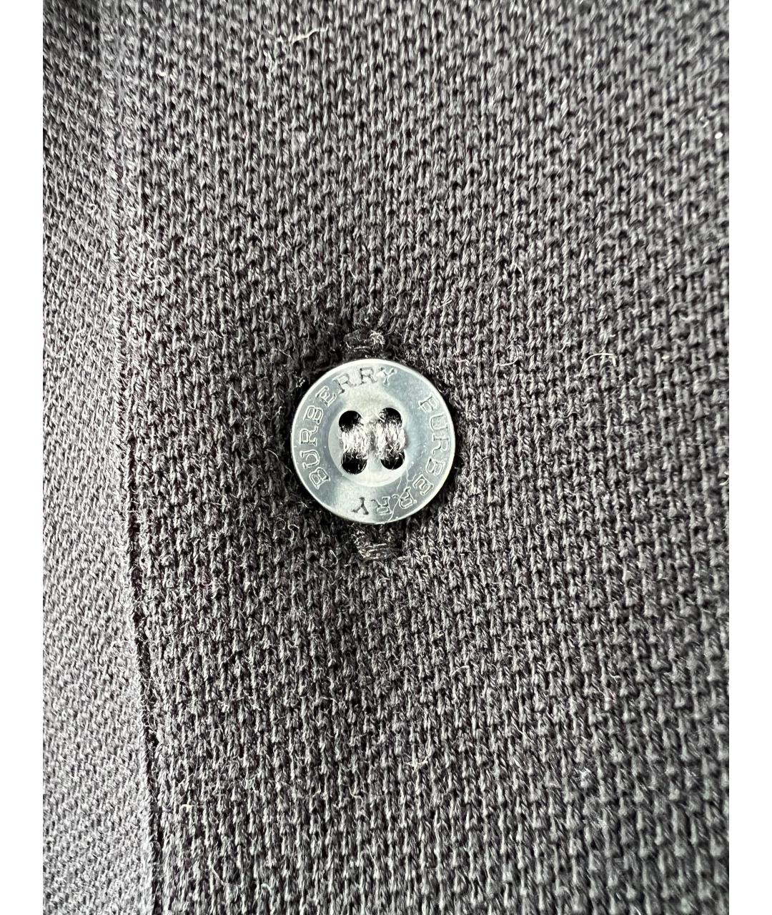 BURBERRY Черное хлопковое поло с коротким рукавом, фото 3