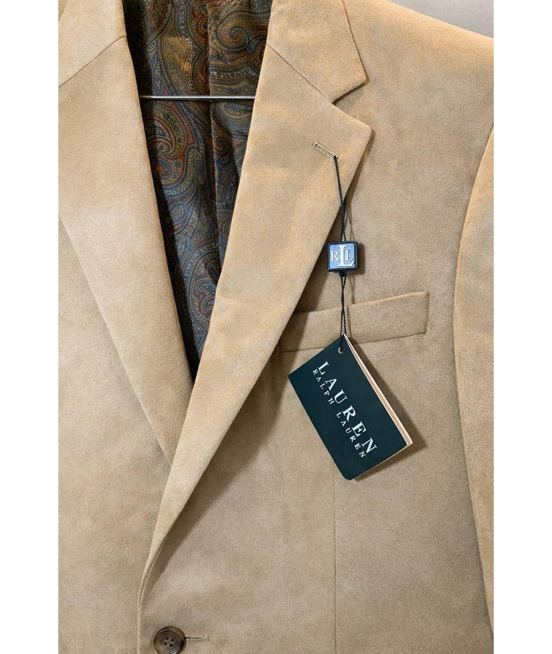 RALPH LAUREN Бежевый полиэстеровый пиджак, фото 4