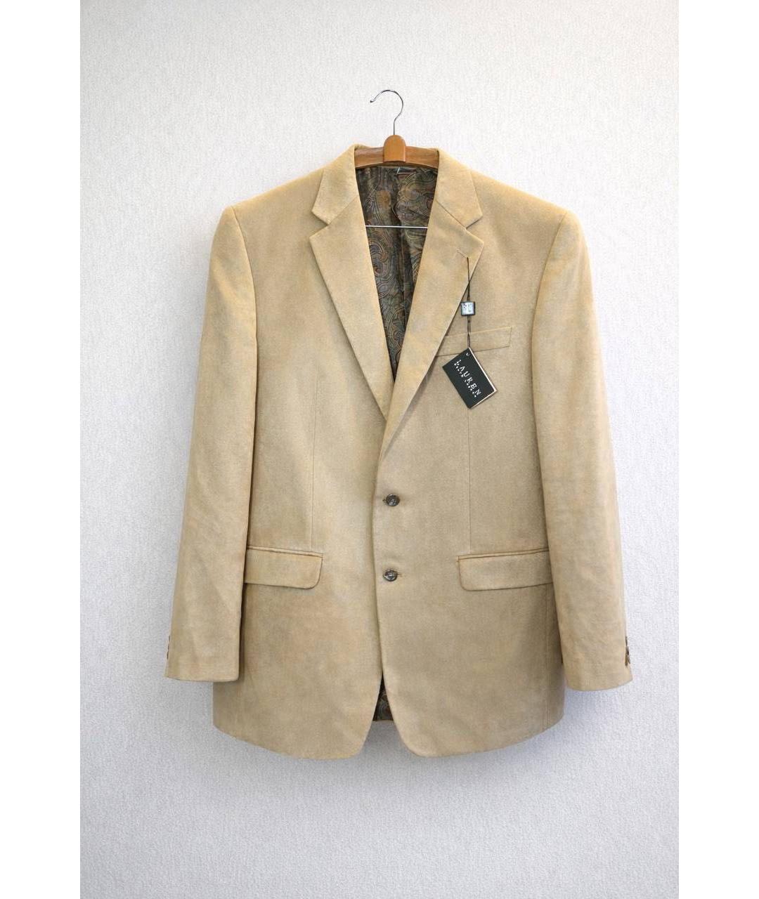 RALPH LAUREN Бежевый полиэстеровый пиджак, фото 8
