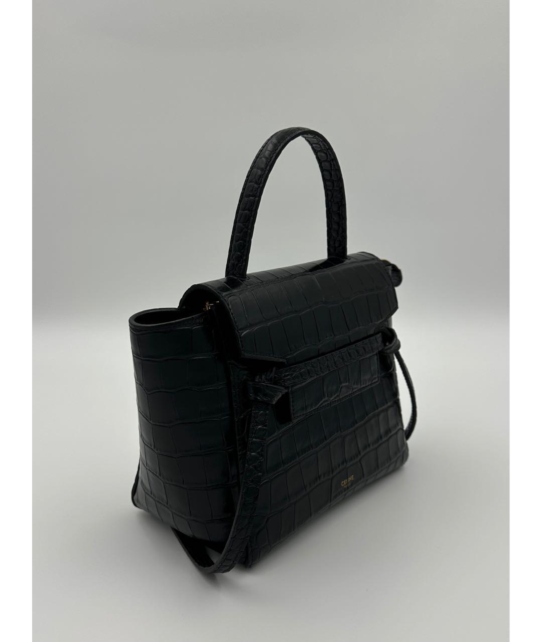 CELINE Черная кожаная сумка с короткими ручками, фото 6