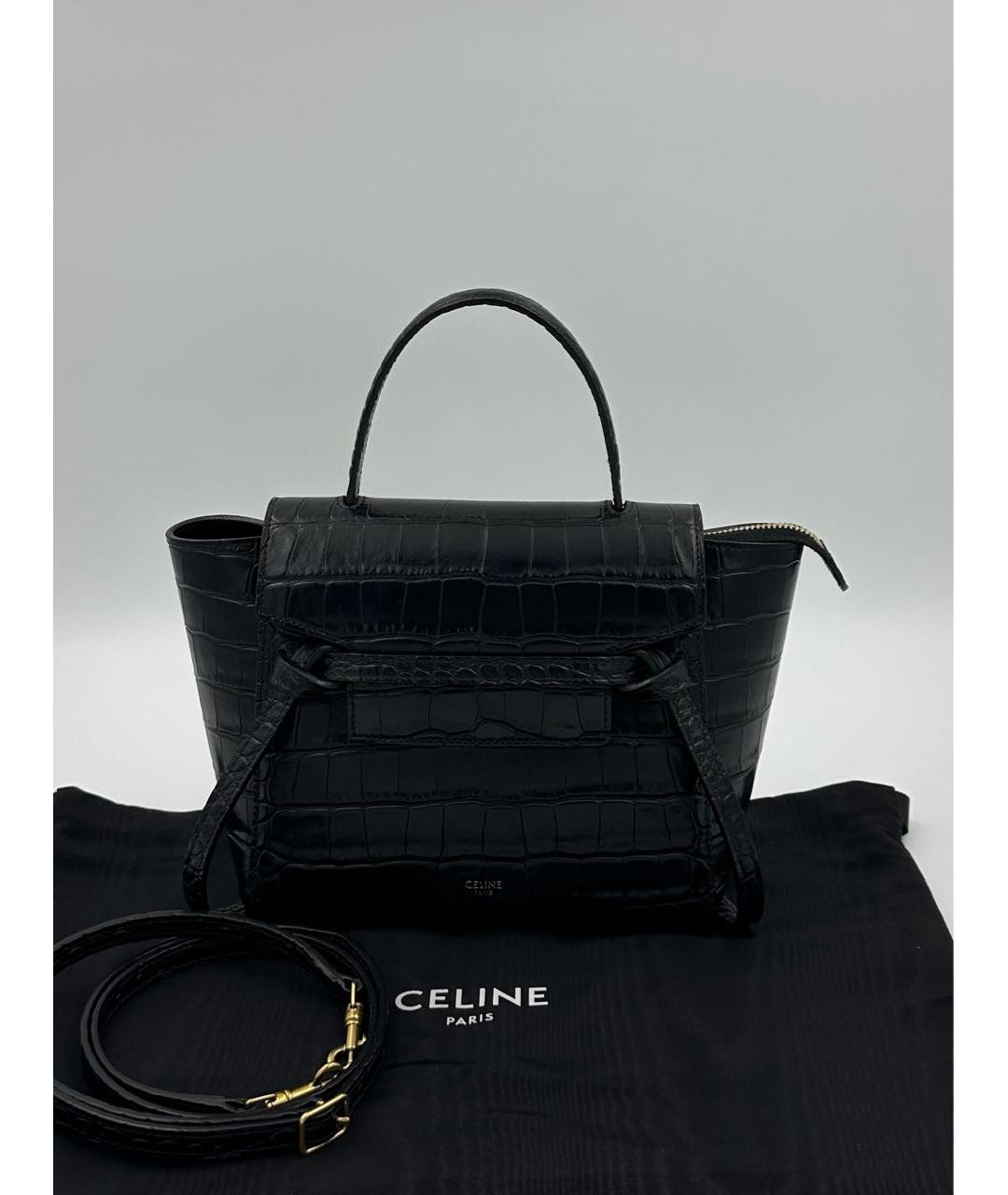 CELINE Черная кожаная сумка с короткими ручками, фото 3