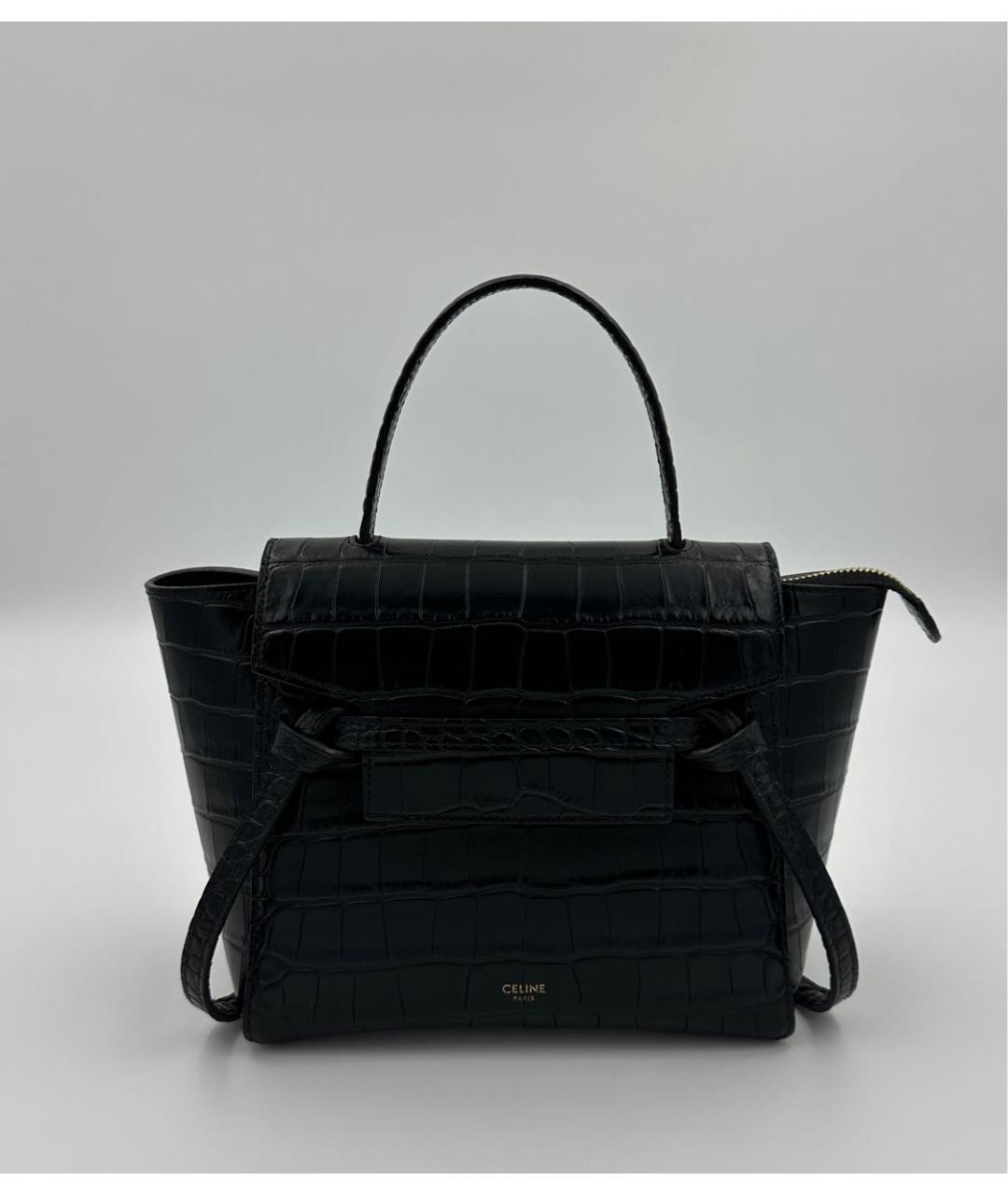 CELINE Черная кожаная сумка с короткими ручками, фото 8