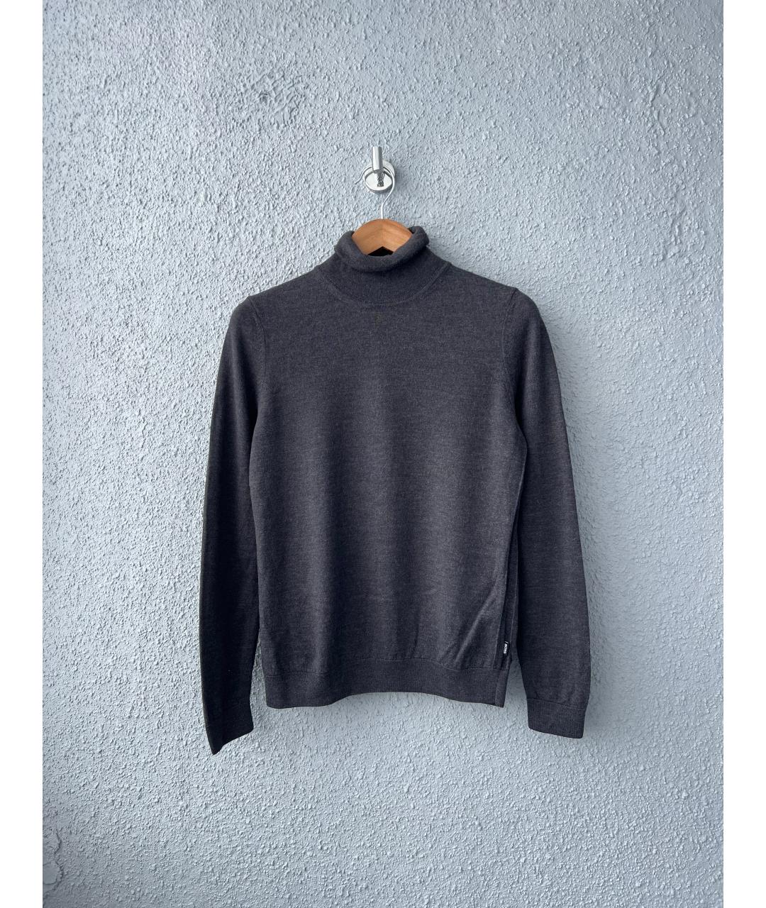 HUGO BOSS Серый шерстяной джемпер / свитер, фото 6